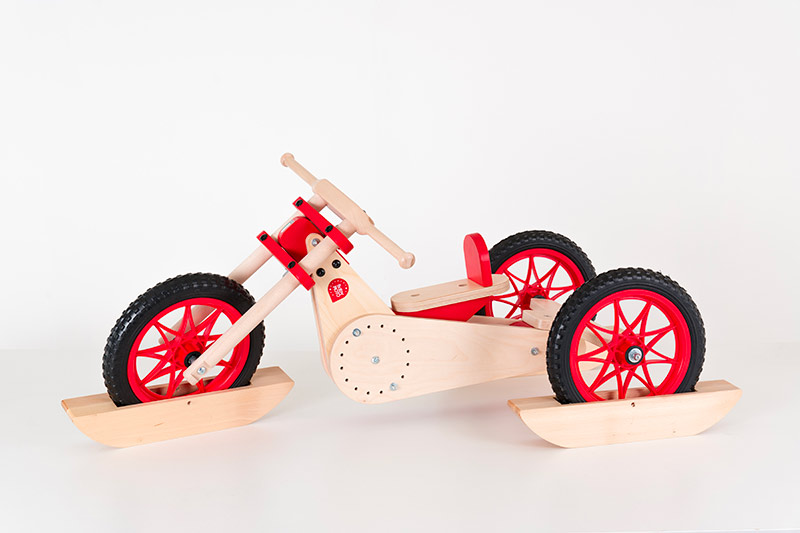 Bici legno pattini